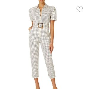 WE WORE WAHAT POLKA DOT BELTED JUMPSUIT